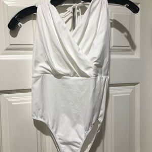 White halter top bodysuit